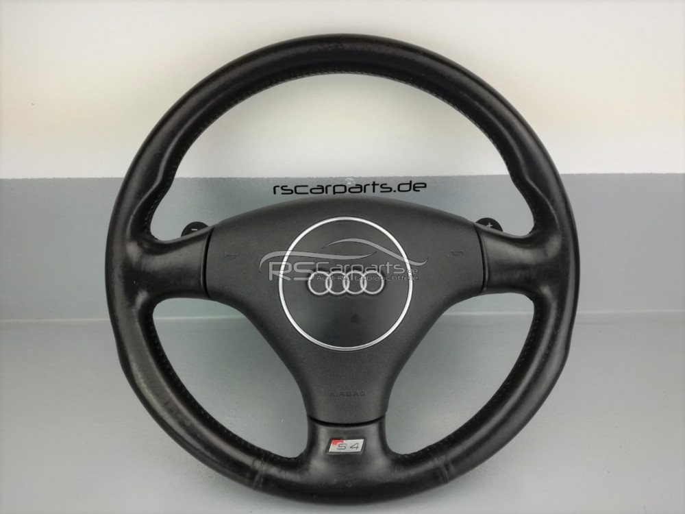 Audi S4 B6 3-Speichen Leder Lenkrad mit F1 Schaltwippen / 8E0419091BM